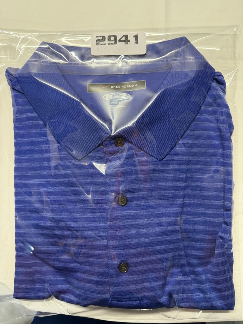 Greg Norman Collection Men's‎ Cobalt Blue Striped Performance Polo - Picture 9 of 9